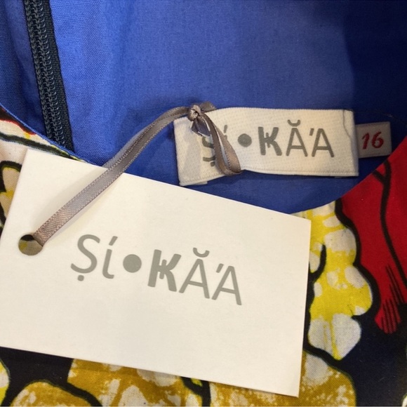 SIKA AFRICAN PRINT RED FLORAL
SLEEVELESS HIGH NECK MAXI
DRESS WITH POCKETS SZ 12 - Picture 5 of 5